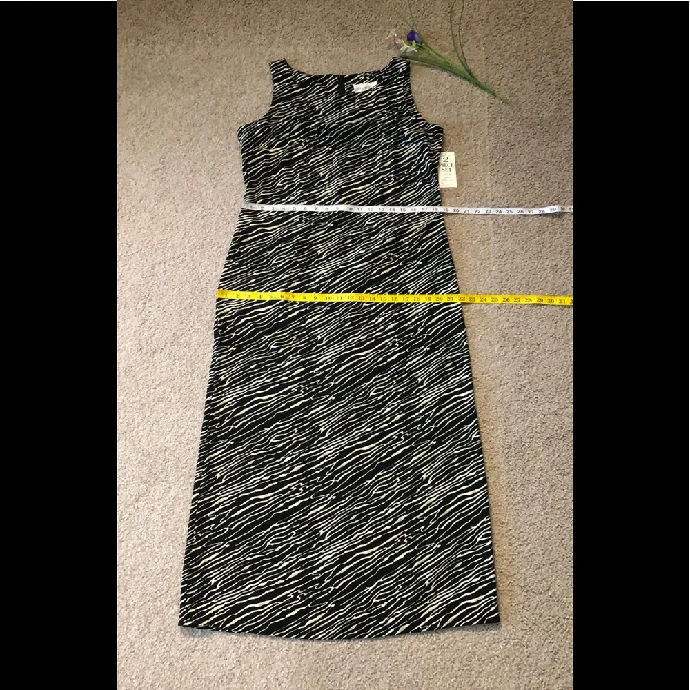 Studio I Sheath Dress sz 12 New with Tags Long Black white zebra - Picture 8 of 15